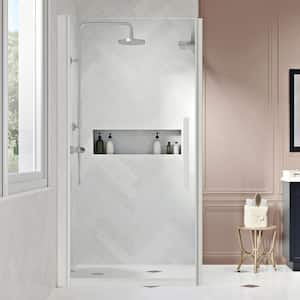 Pasadena 28-9/16 in. W x 72 in. H Rectangular Pivot Frameless Corner Shower Enclosure in Satin Nickel