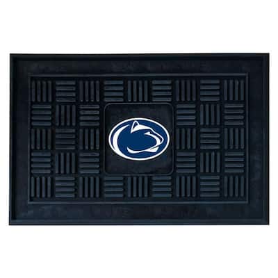 NCAA Penn State Black Rectangular 19.5 in. x 31.25 in. Outdoor Vinyl Medallion Door Mat