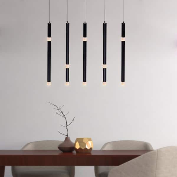 Flute 5 Light LED Chandelier With Black Finish