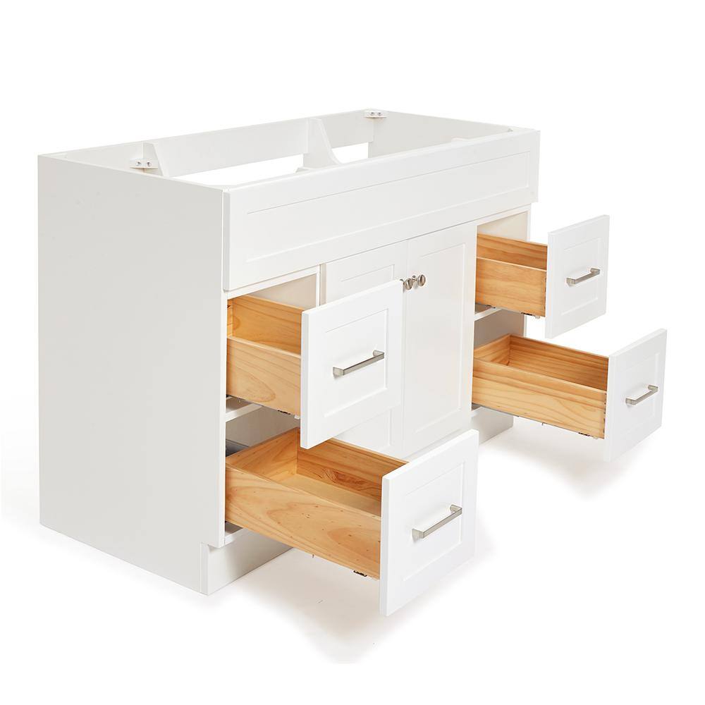Hamlet 48" White Freestanding Single Vanity Cabinet with Nickel Hardware