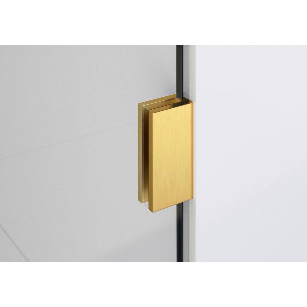 Venus 28" x 86.75" Frameless Arched Glass Shower Panel with Satin Brass Hardware