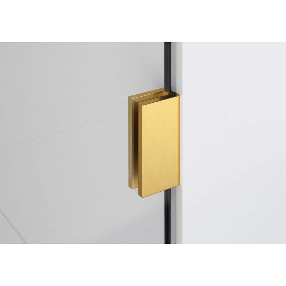 Halo 51" x 58" Frameless Glass Bathtub Shower Door with Brass Hinges