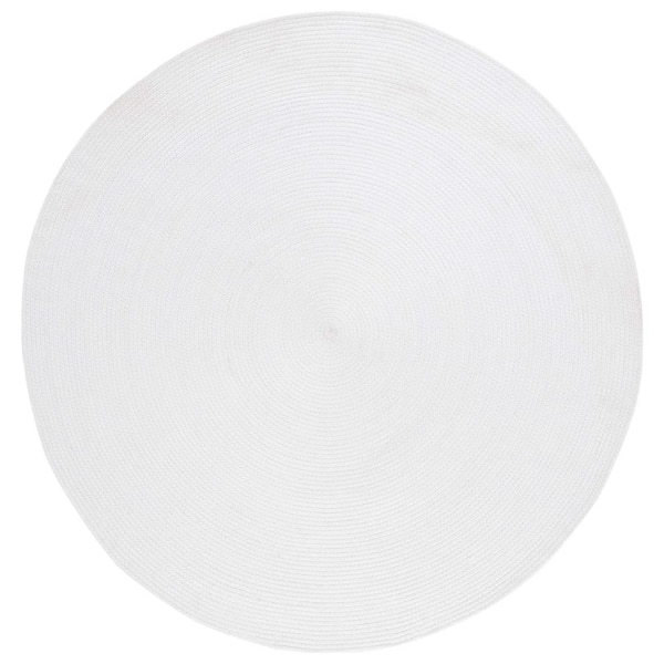 SAFAVIEH Braided White 5 ft. x 5 ft. Abstract Round Area Rug