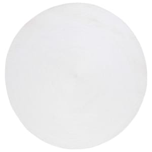 Braided White 7 ft. x 7 ft. Abstract Round Area Rug