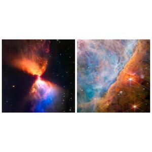 Celestial Wonders I and II Free Floating Reverse Unframed Printed Tempered Art Glass Wall Art 38 in. x 38 in.