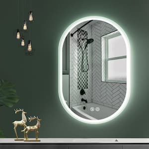 36 in. W x 24 in. H Oval Frameless Anti-Fog LED Wall Bathroom Vanity Mirror in Silver