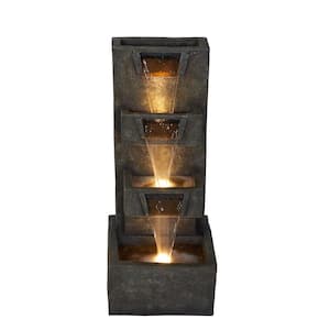 34 in. H Multi-LeveLED Waterfall Fountain with 3 Warm White LEDS