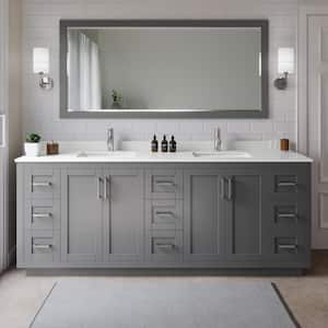 Miranda 84 in. W x 22 in. D x 33.75 in. H Double Bath Vanity in Dark Gray with White Quartz Top