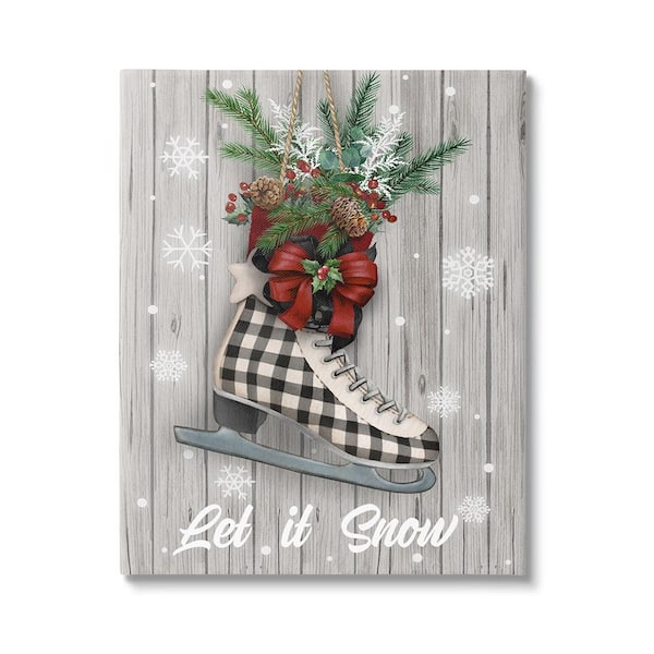 Stupell Industries Let it Snow Ice Skate byConrad Knutsen 1 Piece Unframed Graphic Print Typography Poster Art Print 48 in. x 36 in.