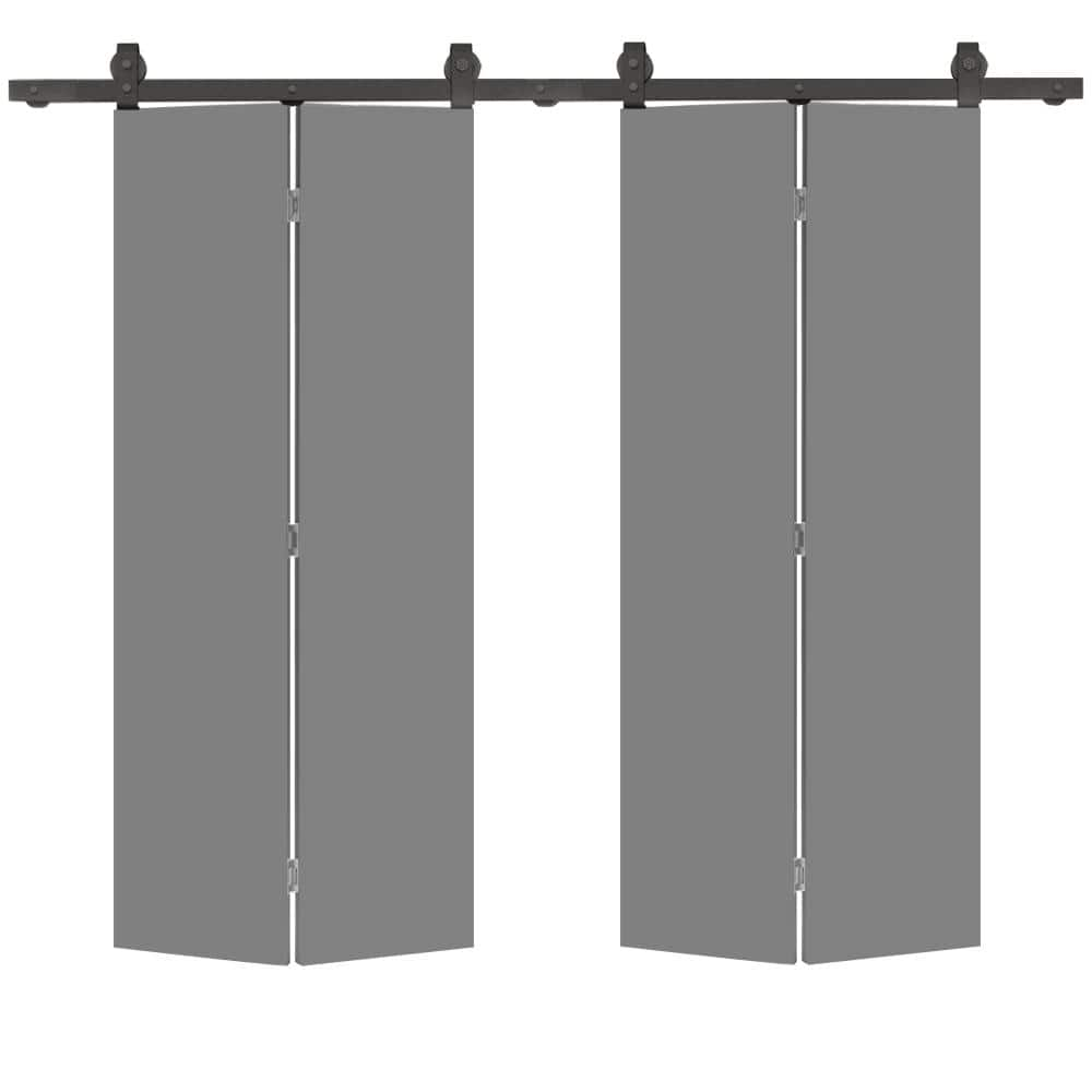 CALHOME 24 In X 80 In Light Gray Smooth Flush Hardboard Hollow Core   Light Gray Calhome Bifold Doors Bifold 1300 4 Top Bf Flush 24sg 2 64 1000 