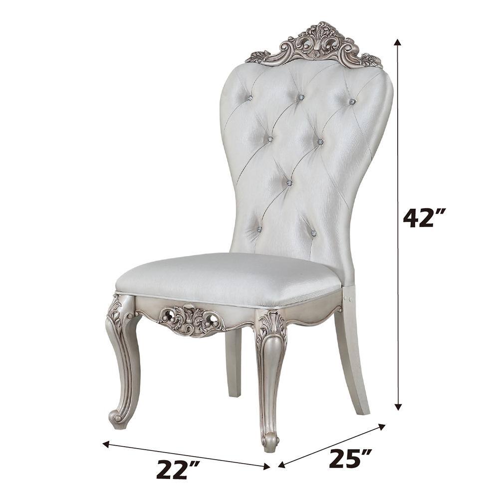 Elegant Antique White and Cream Tufted Upholstered Side Chair
