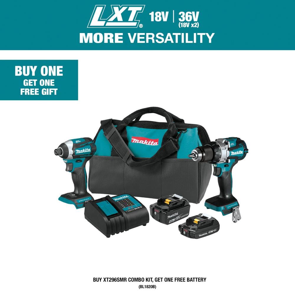 Makita 18 Volt Lxt Lithium Ion Brushless Cordless 2 Piece Combo Kit