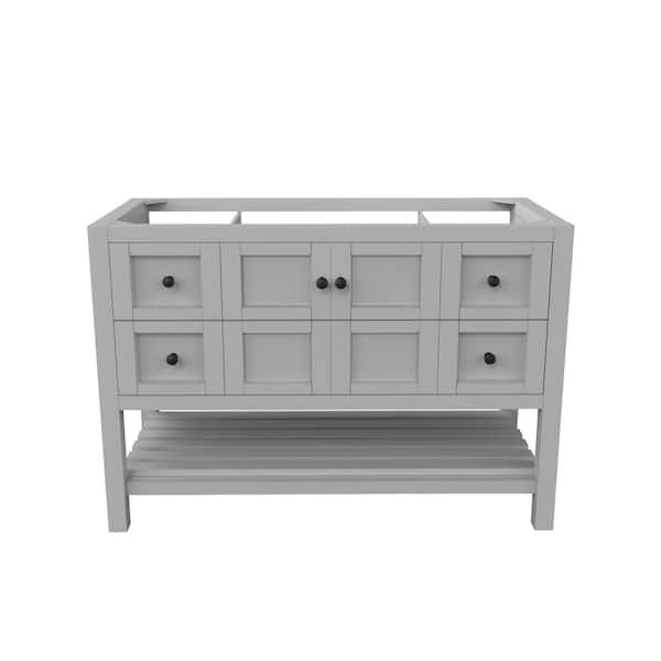 castellousa Alicia 47.25 in. W x 21.75 in. D x 32.75 in. H Bath Vanity Cabinet without Top in Matte Gray with Black Knobs