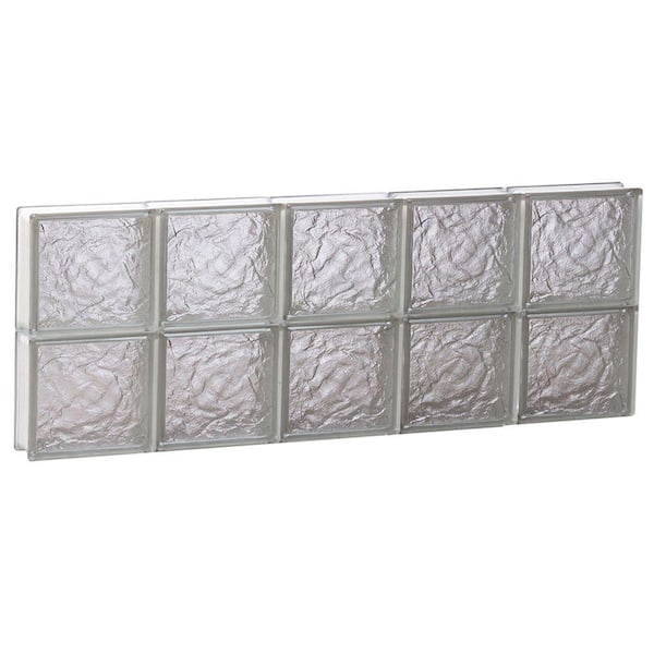 Clearly Secure 38.75 in. x 15.5 in. x 3.125 in. Frameless Ice Pattern Non-Vented Glass Block Window