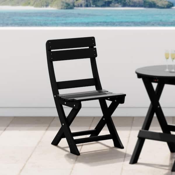 Laguna Outdoor Patio Plastic All Weather Folding Dining Chair in Black
