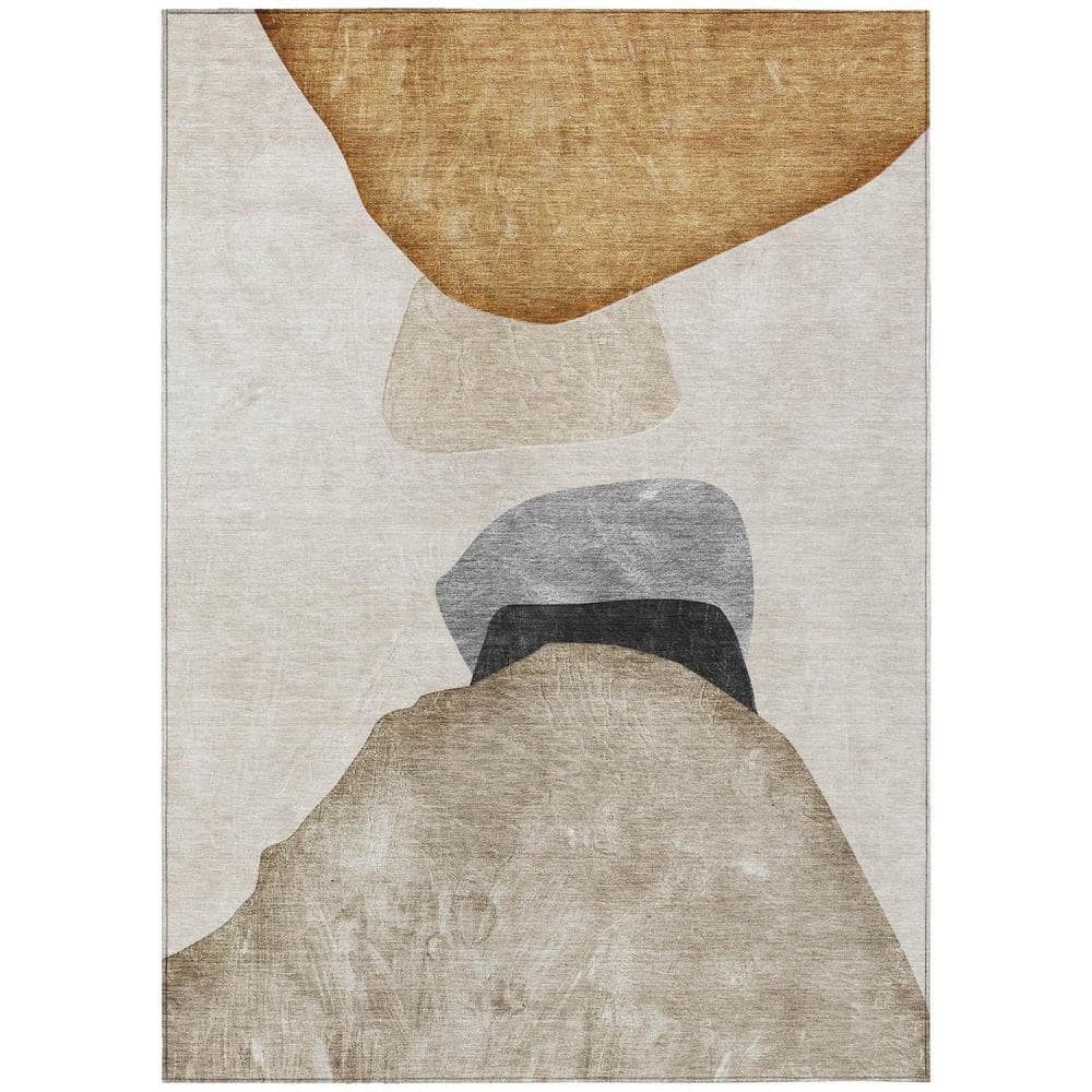 Tan Brown and Gray 9 ft. x 12 ft. Woven Abstract Rectangle Indoor/Outdoor Area Rug price history on PriceWatchPro