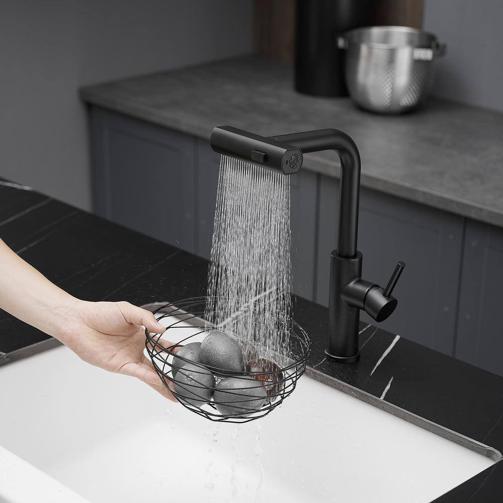 Matte Black Stainless Steel Pull Down Kitchen Faucet
