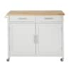 StyleWell Glenville Cream White Rolling Kitchen Cart with Butcher Block ...