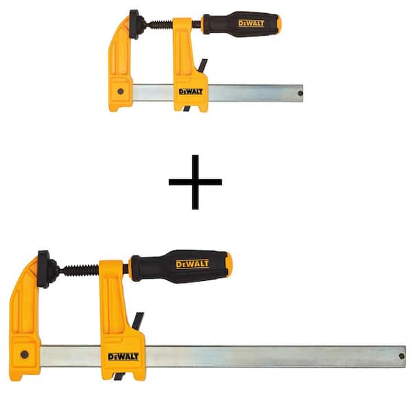 DEWALT 6 in. 1000 lbs. Bar Clamp with 3.25 in. Throat Depth and 12 in. 1000 lbs. Bar Clamp with 3.25 in. Throat Depth