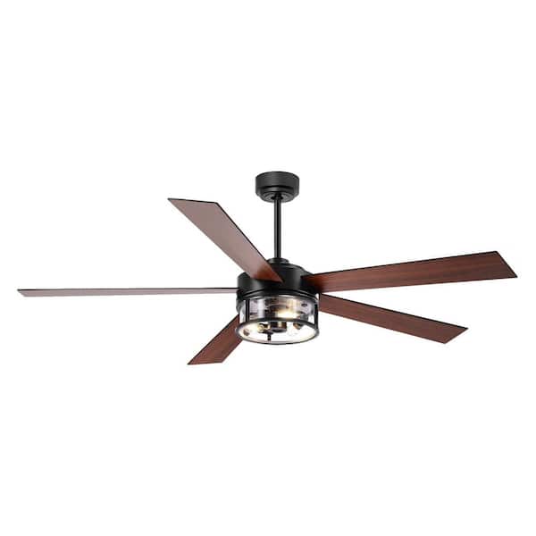 Lamober Wilder 60 in. Indoor Black Ceiling Fan with Light Kit and Remote Control Included