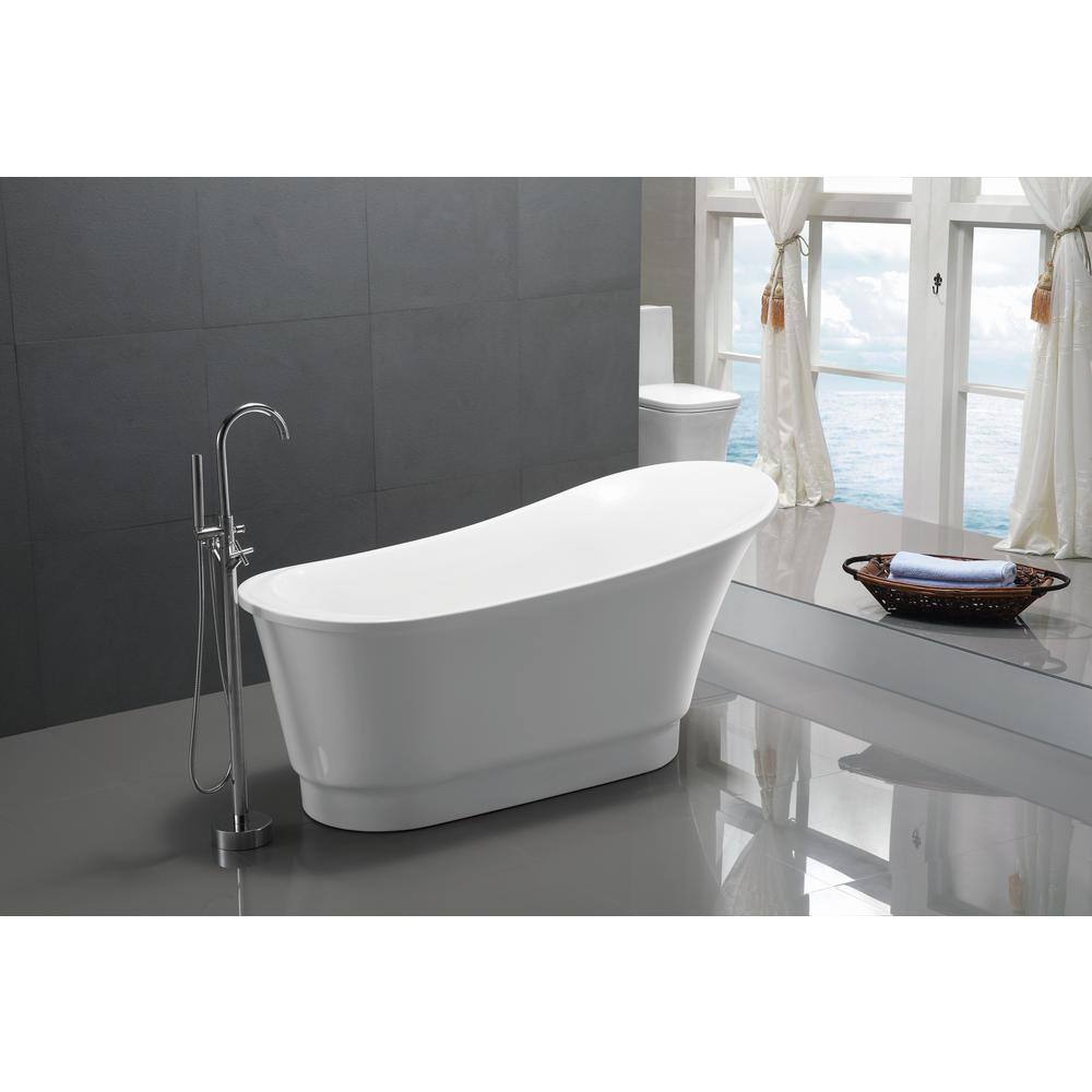 Prima 67'' Glossy White Acrylic Freestanding Soaking Bathtub