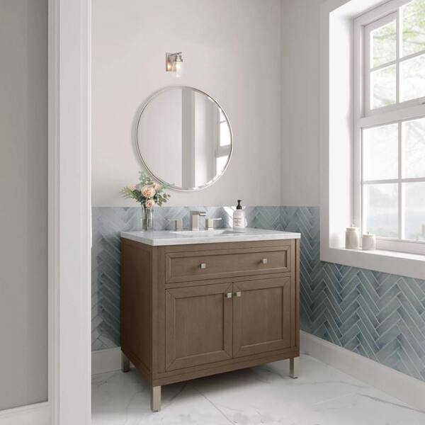 4.5 in. 1-Light Brushed Nickel Vanity Light with Clear Seedy