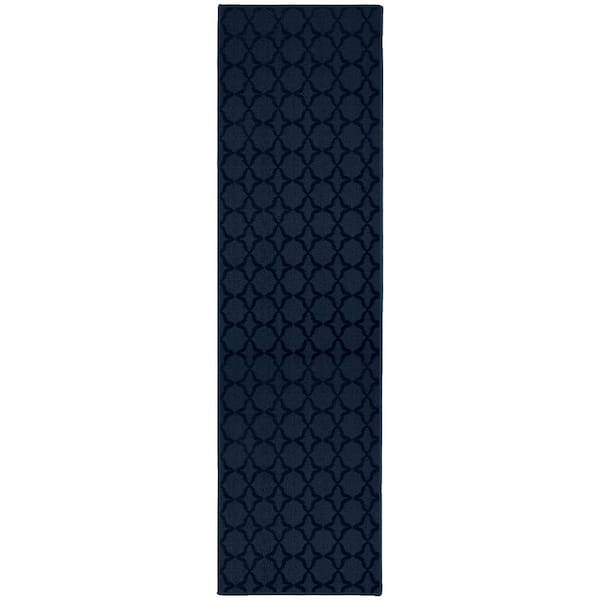 Garland Rug Sparta Navy 2 ft. x 12 ft. Trellis Runner Rug
