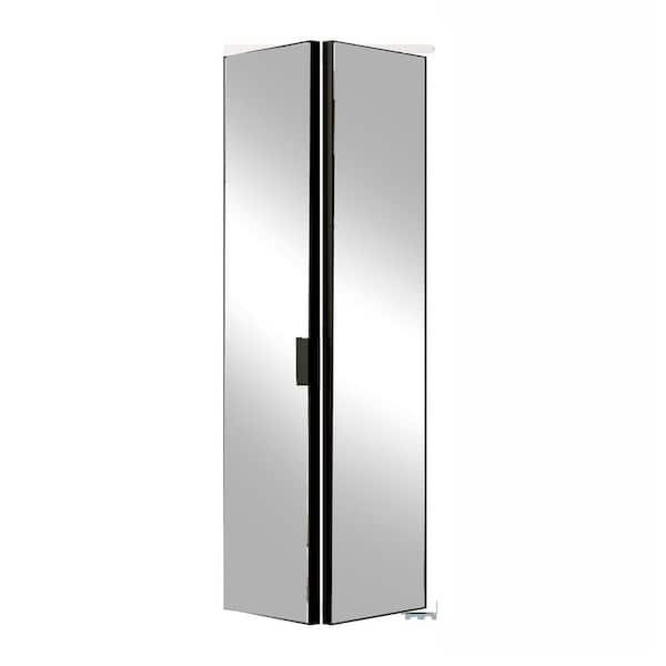 30 in. x 80 in. Mirrored Glass, Black, Hollow Core, MDF, Aluminum Frame, Full Lite Bi-fold Doors with Hardware Kits