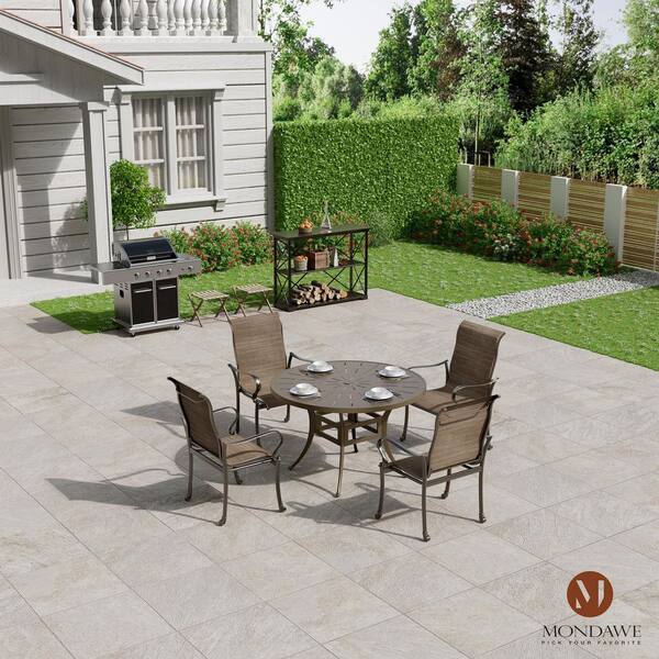 Mondawe 48 in. W Brown Cast Aluminum Outdoor Patio Round Mondawe 48 in. W Brown Cast Aluminum Outdoor Patio Round
