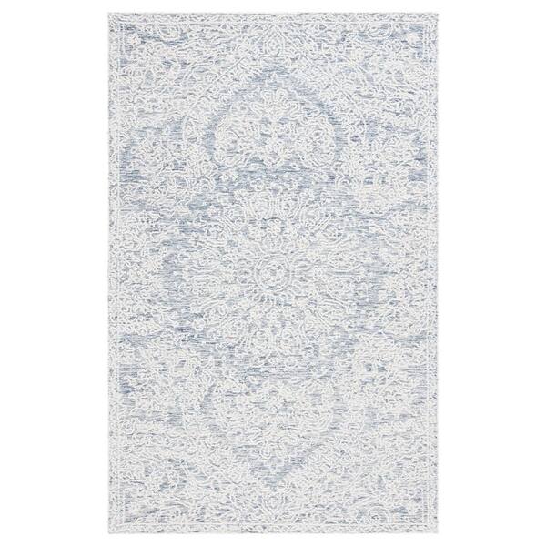 SAFAVIEH Ebony Gray/Ivory 8 ft. x 10 ft. Floral Area Rug EBN206F8