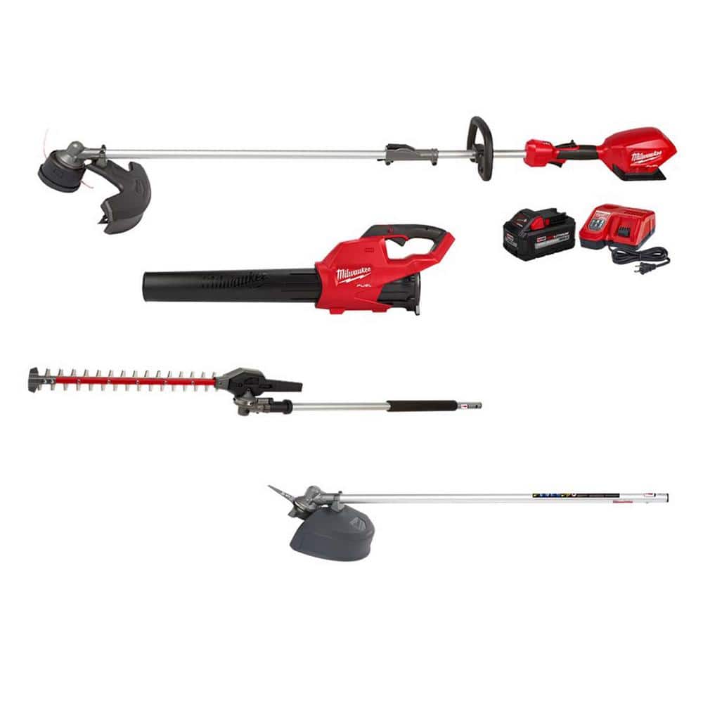 Milwaukee M18 FUEL 18-Volt Lithium-Ion Brushless Cordless Electric String Trimmer/Blower Combo Kit w/Brush Cutter, Hedge (4-Tool) -  3000-3819