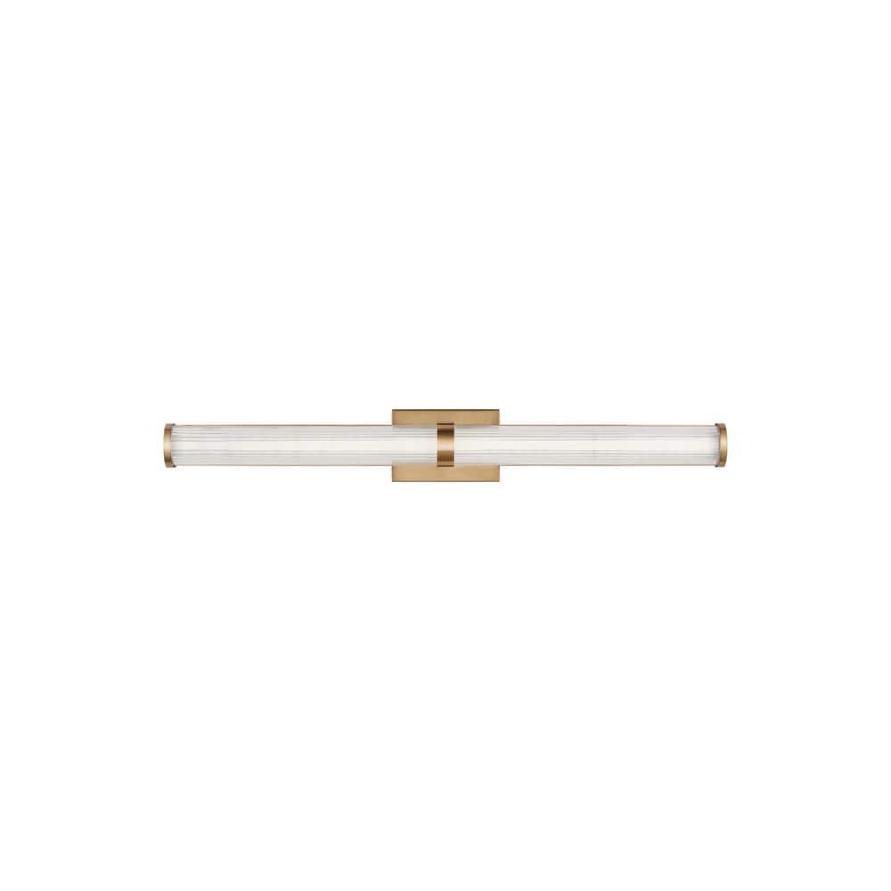 Satin Brass LED Vanity Light with Frosted Acrylic Diffuser