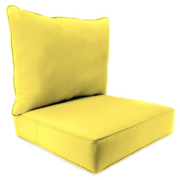 Jordan Manufacturing Sunbrella 24" x 24" Canvas Buttercup Yellow Solid Rectangular Outdoor Deep Seating Chair Seat and Back Cushion Set