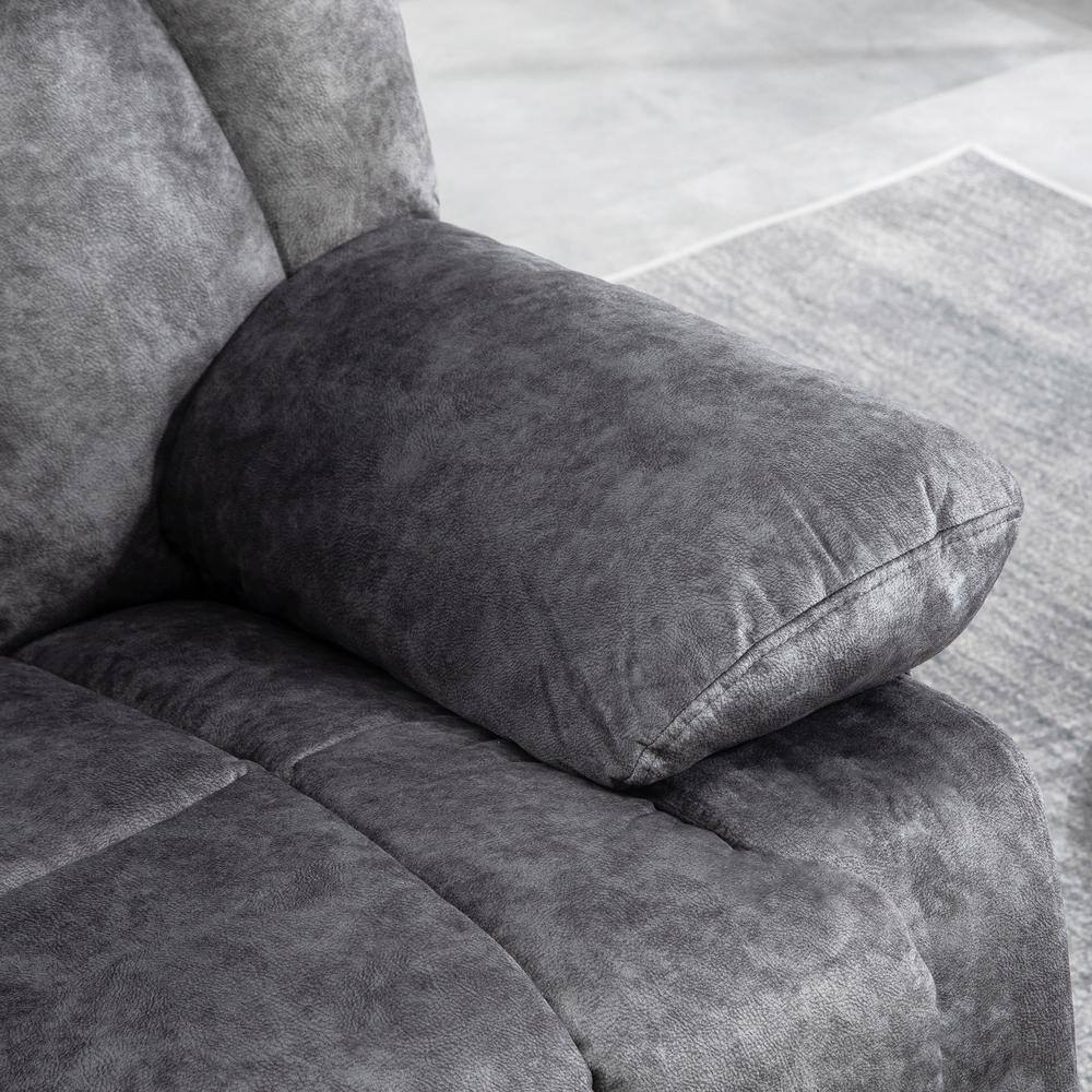 Charcoal Gray Velvet Swivel Recliner Chair with Metal Base