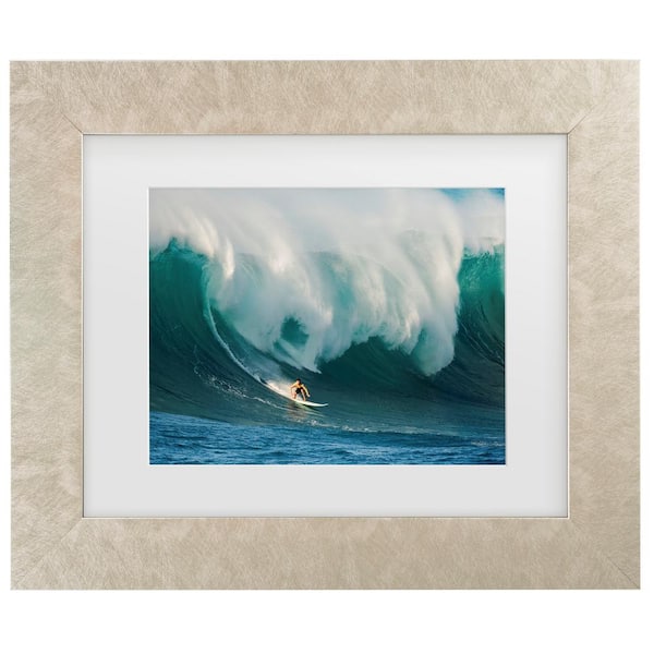 Trademark Fine Art David H Yang Riding A Crashing Wave Matted Framed Photography Wall Art 19.5 in. x 23.5 in
