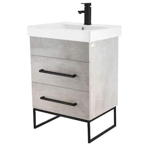 Concordia 24 in. W x 18 in. D x 33.50 in. H Bathroom Vanity in Gray Marble with White Ceramic Top