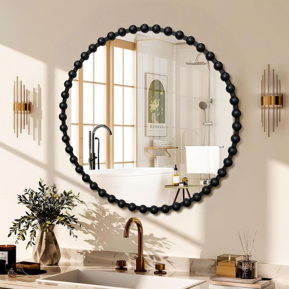 36 in. W x 36 in. H Black Round Metal Frame Classic Decorative Mirror/Wall Mirror price history on PriceWatchPro
