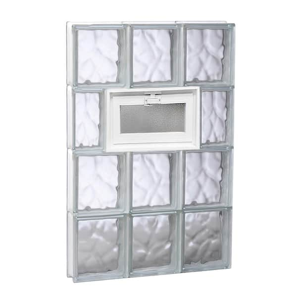 Clearly Secure 1725 In X 31 In X 3125 In Frameless Wave Pattern Vented Glass Block Window 5803