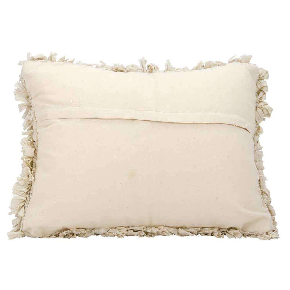 Beige Polyester Cotton Loop Shag Throw Pillow 14" x 20"