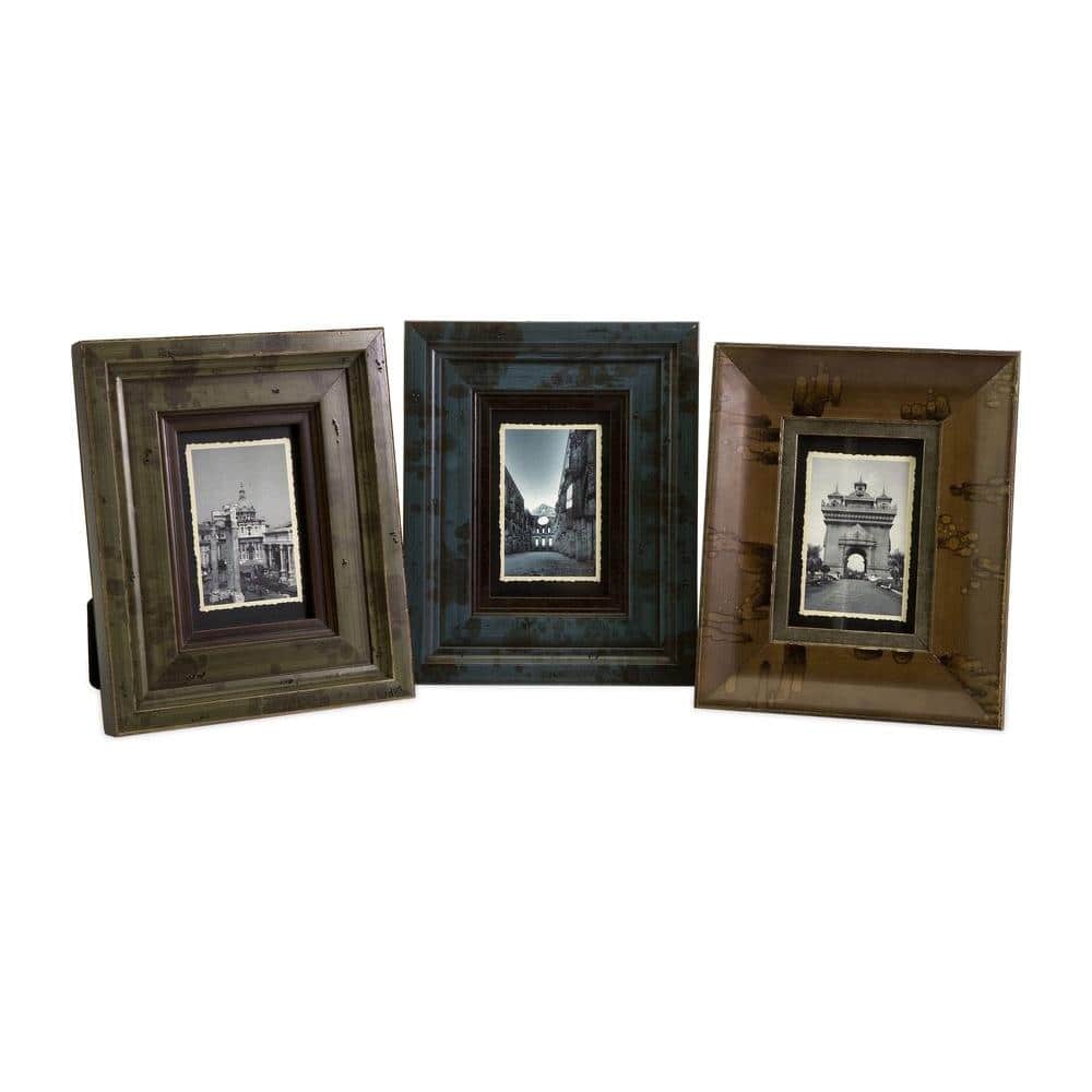 Lenor 1-Opening 4 in. x 6 in. Multicolored Picture Frame (Set of 3)