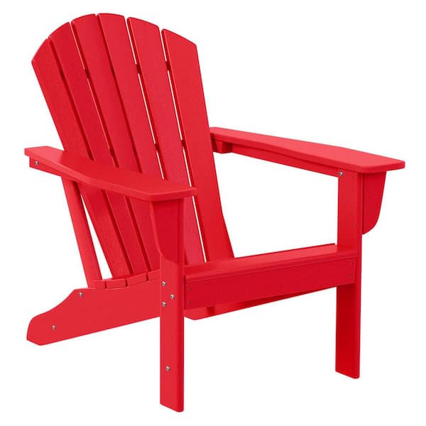 Mason Red Poly Plastic Outdoor Patio Classic Adirondack Chair, Fire Pit Chair