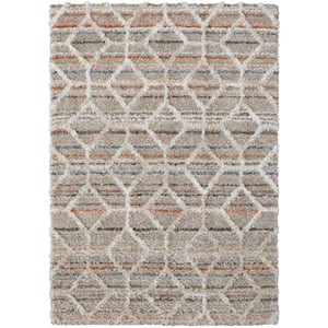 Tan Taupe and Ivory 2 ft. x 3 ft. Geometric Area Rug