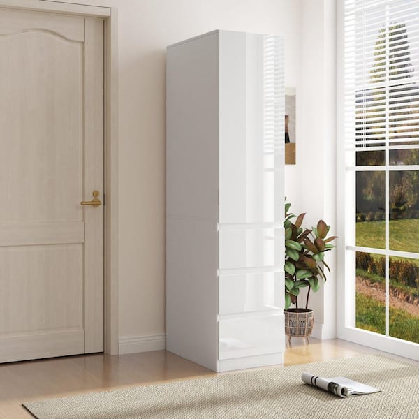 Titus White Wood 70.9 in. Pantry Storage Cabinet with 2-Doors, 3-Shelves and 3-Drawers