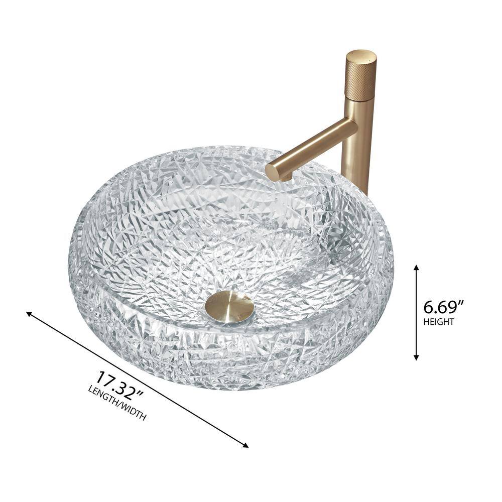 Moonshell 17" Clear Tempered Glass Circular Vessel Sink