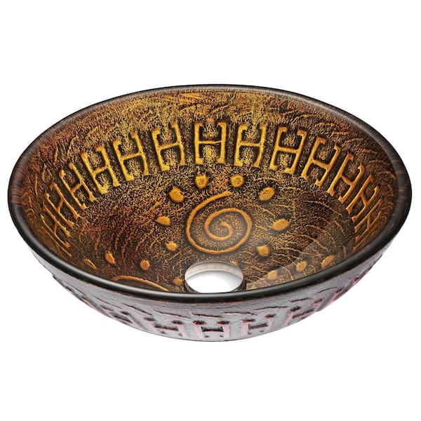 ANZZI Opus Series 17 in. Bathroom Vessel Sink with Scratch-Tough and Stain-Resistant Surface in Lustrous Brown Glass