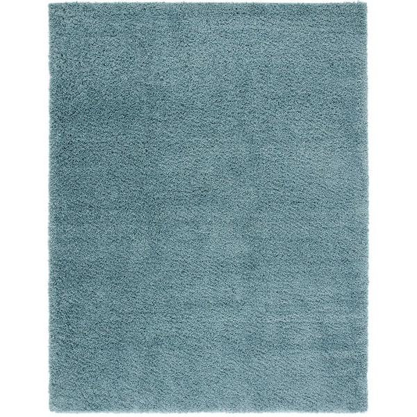 California Shag 10 ft. x 13 ft. Light Blue Solid Flokati Area Rug