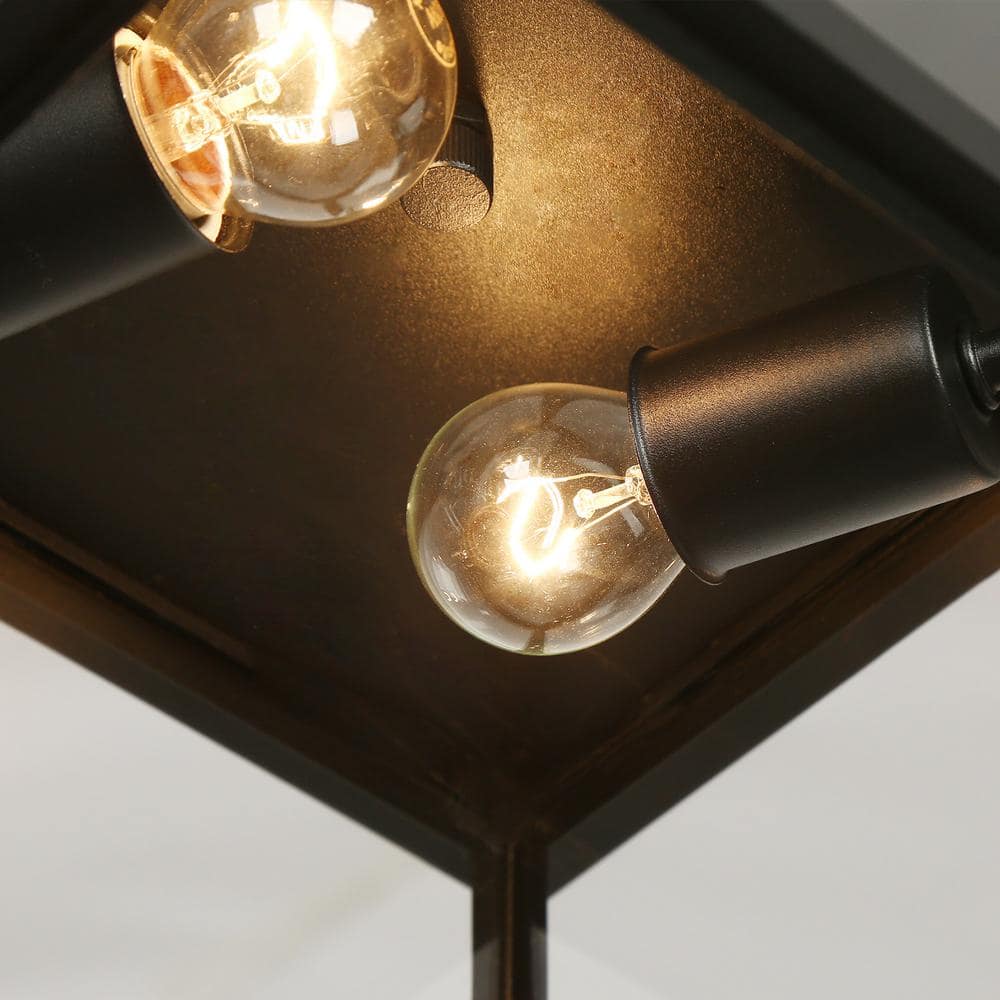 Modern Matte Black 2-Light Flush Mount with Clear Glass Shade