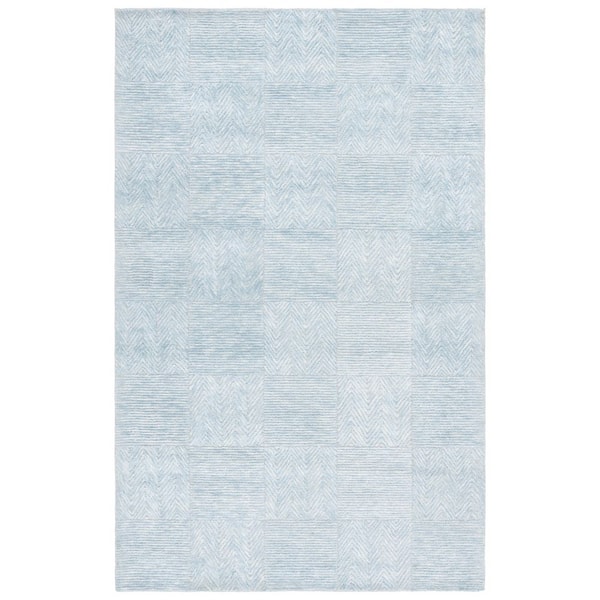 Soho 8 ft. x 10 ft. Light Blue Geometric Zig-Zag Striped Area Rug