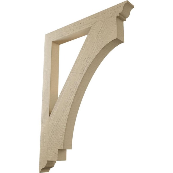 Ekena Millwork 3.5 in. x 44 in. x 32 in. Imperial Traditional Rough Cedar Woodgrain Timberthane Polyurethane Bracket, Primed Tan