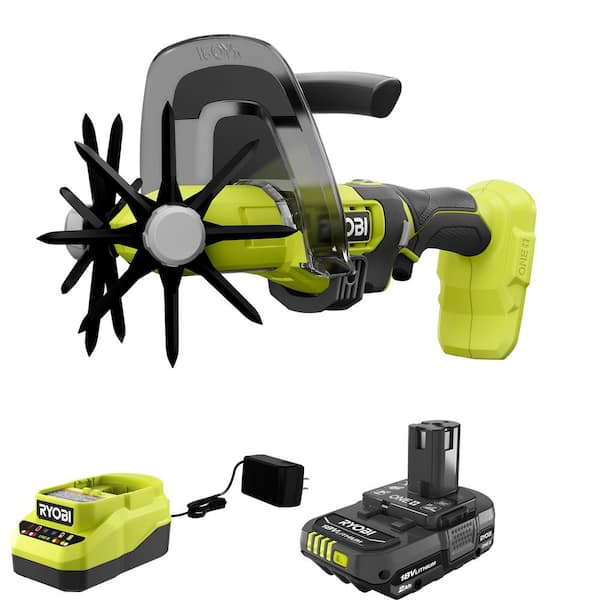 RYOBI P2990 ONE+ 18V Cordless Compact Battery Cultivator with 2.0 Ah Battery and Charger - 1